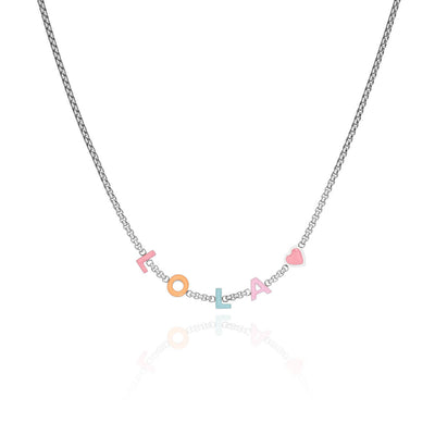 Custom Enamel Name Necklace (Silver)