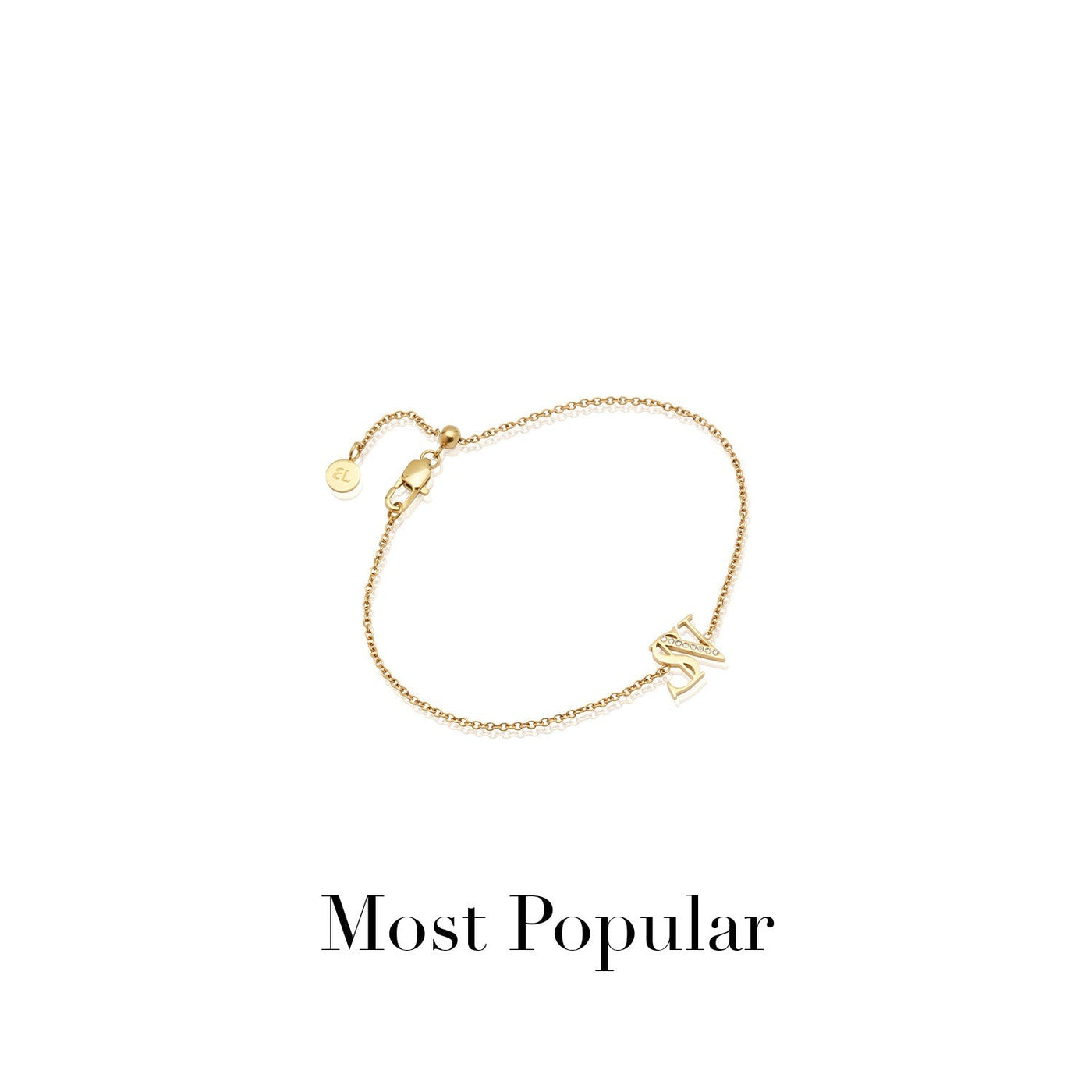 Double Initial Crystal Bracelet (Gold)