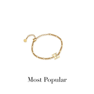 Double Initial Crystal Bracelet (Gold)