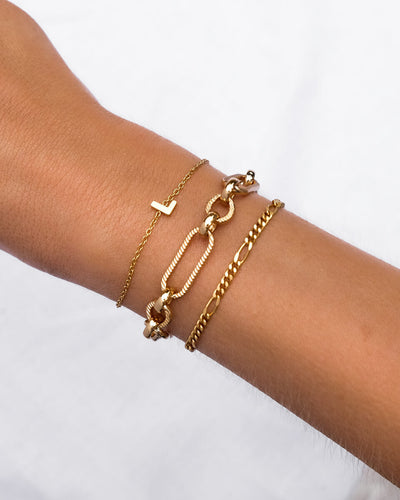 Figaro Chain Bracelet Set (Gold)