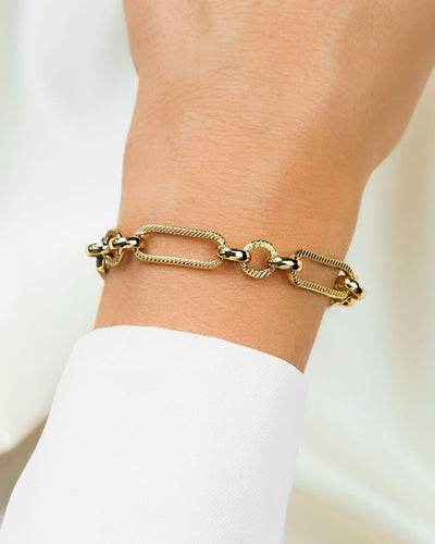 Heart Figaro Chain Necklace & Bracelet Set (Gold)