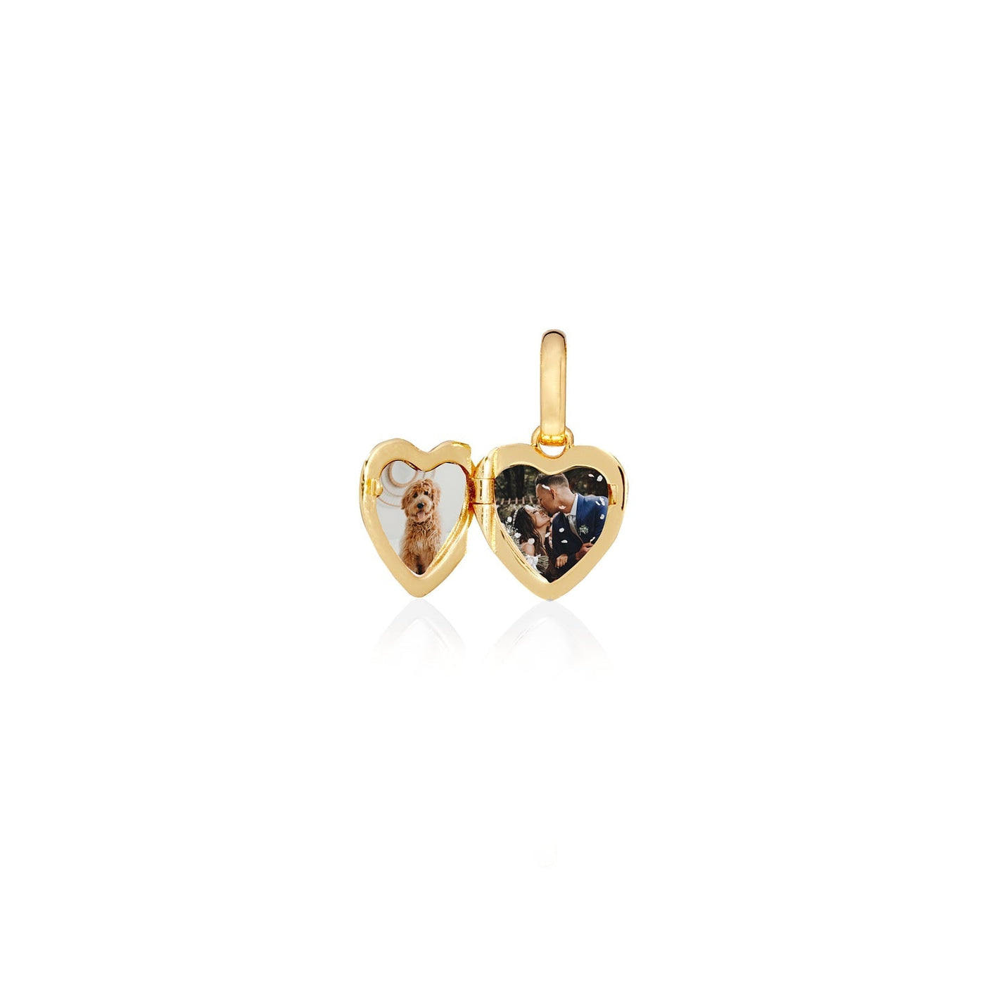Heart Photo Locket Sphere Necklace (Gold)