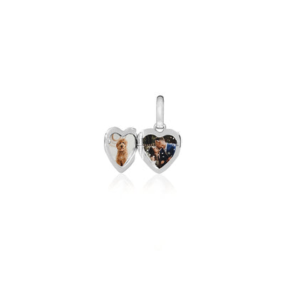 Heart Photo Locket Sphere Necklace (Silver)