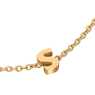 Mini Heart Birthstone & Initial Bracelet Set (Gold)