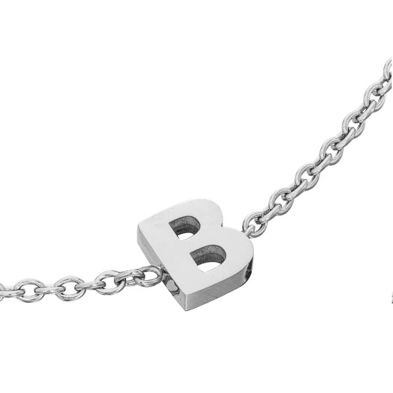 Mini Heart Birthstone & Initial Bracelet Set (Silver)