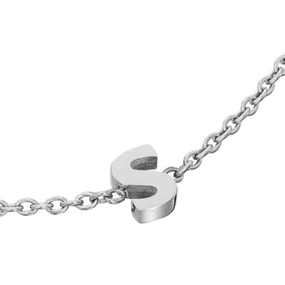 Mini Heart Birthstone & Initial Bracelet Set (Silver)