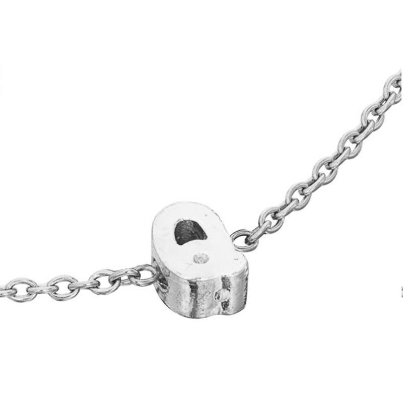 Mini Heart Birthstone & Initial Bracelet Set (Silver)