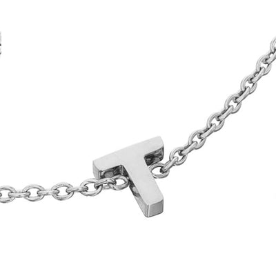 Mini Heart Birthstone & Initial Bracelet Set (Silver)