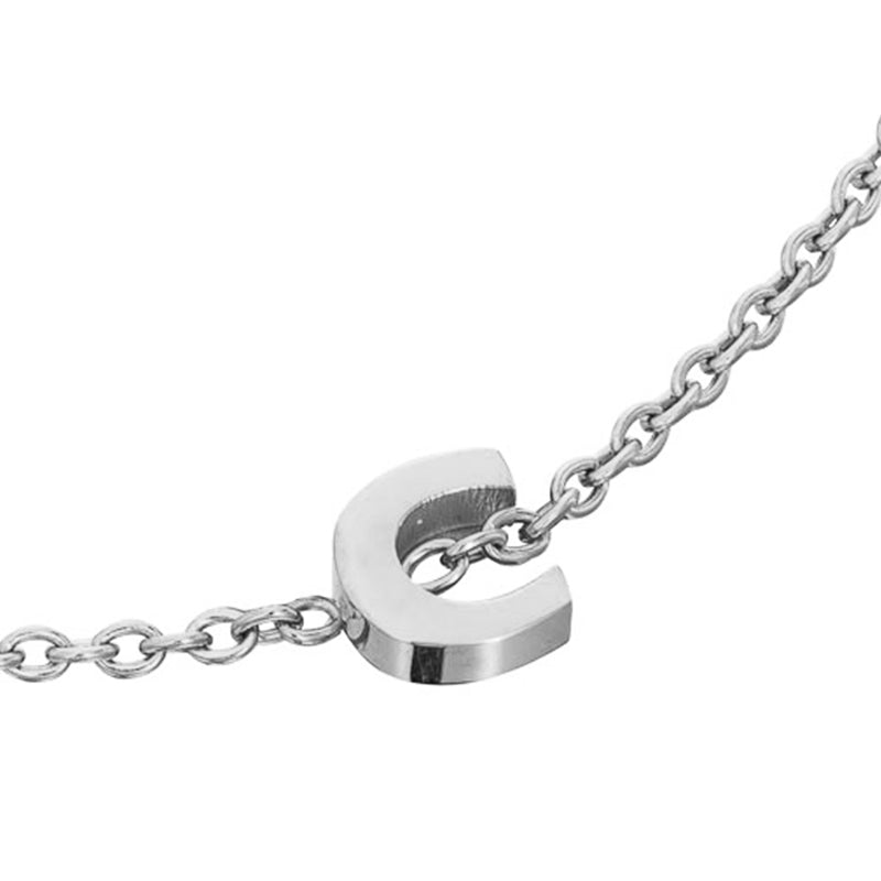 Mini Heart Birthstone & Initial Bracelet Set (Silver)