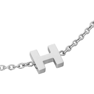 Mini Heart Birthstone & Initial Bracelet Set (Silver)