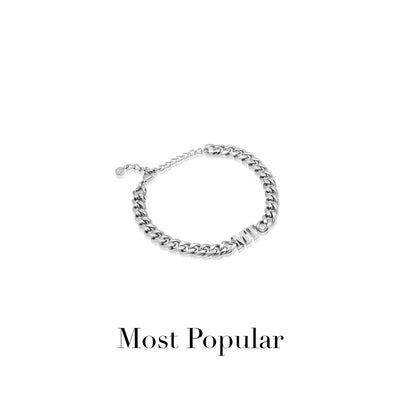 Initial Curb Bracelet (Silver)