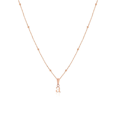 Lowercase Initial Sphere Chain Necklace (Rose Gold)