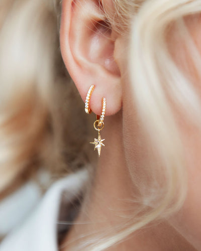 Sterling Silver Mini Starburst Crystal Earrings (Gold)
