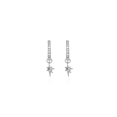Sterling Silver Mini Starburst Crystal Earrings (Silver)