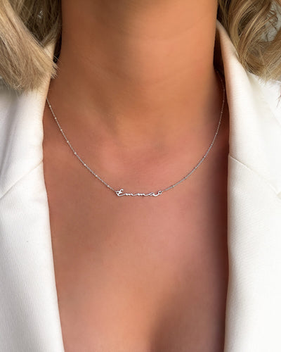 Sterling Silver Signature Name Necklace (Silver)