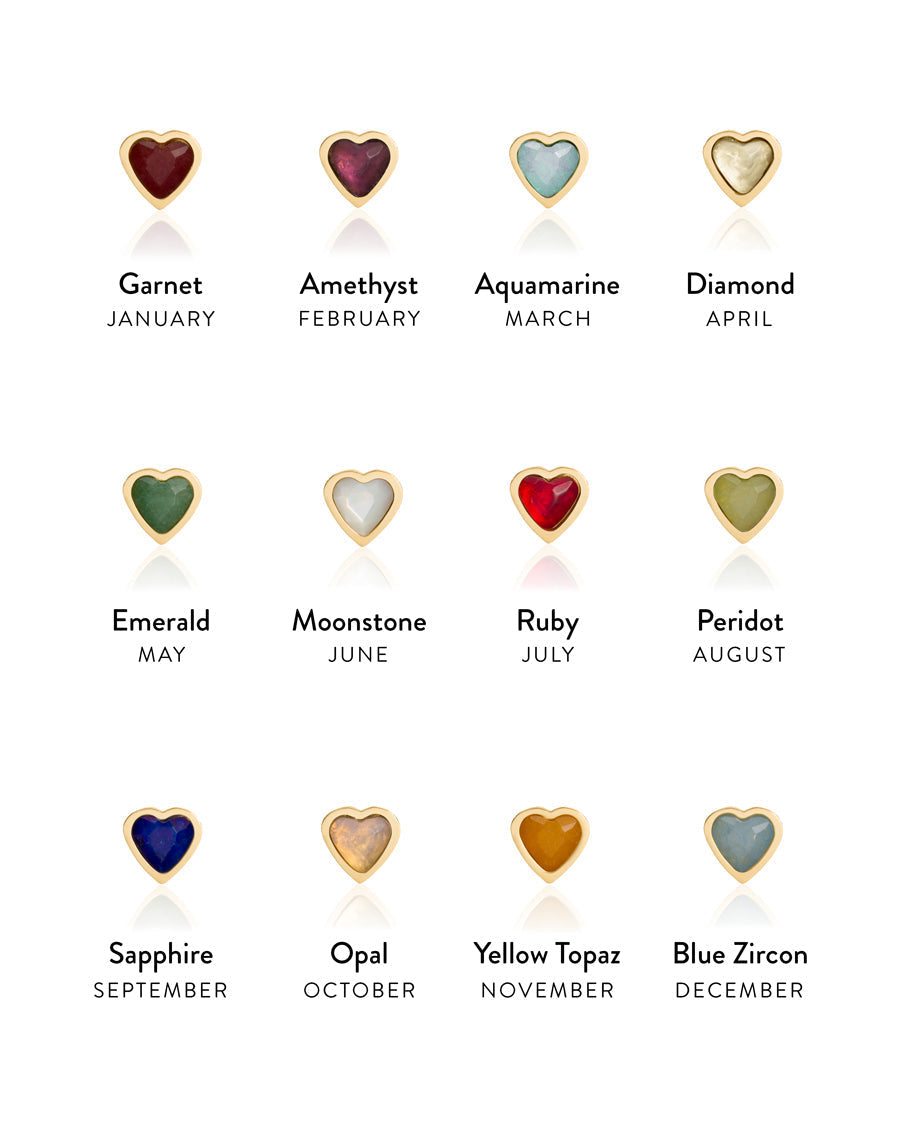 Mini Heart Birthstone & Initial Layered Set (Gold)