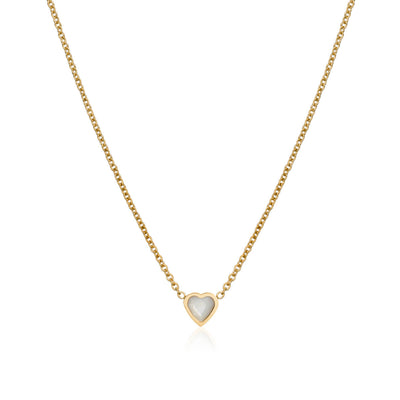 Mini Heart Birthstone Necklace (Gold)