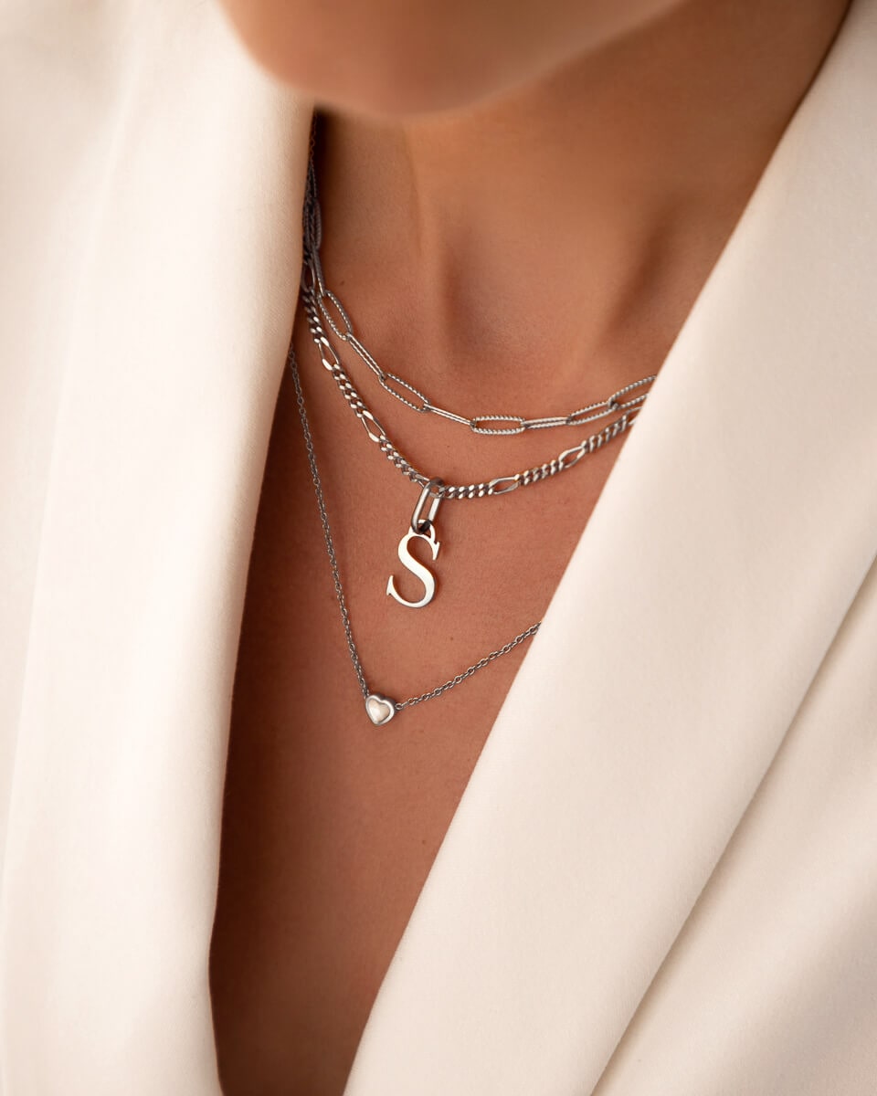 Mini Heart Birthstone Necklace (Silver)