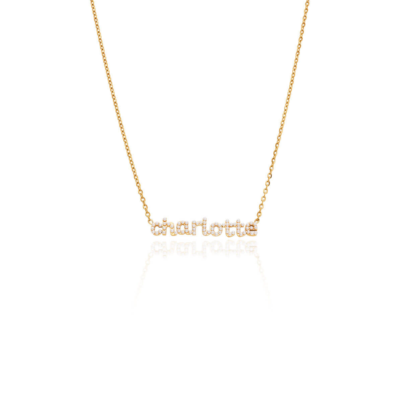Mini Pearl Name Necklace (Gold)