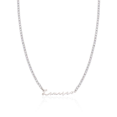 Signature Name Tennis Necklace (Silver)