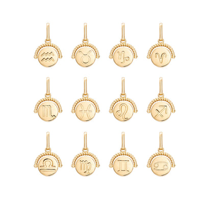 Zodiac Coin Curb Chain Necklace (Gold)