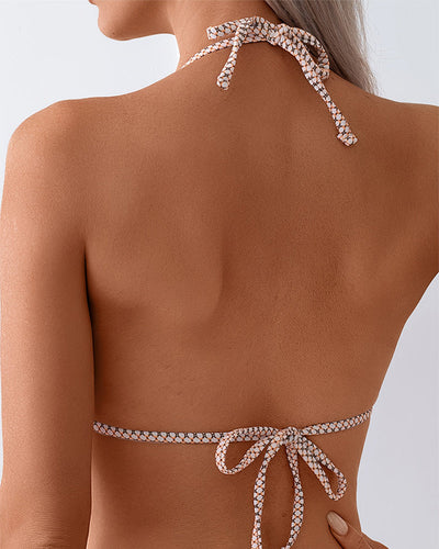 Badeanzug Zweiteilig Retro Druck Halterneck Dreieck