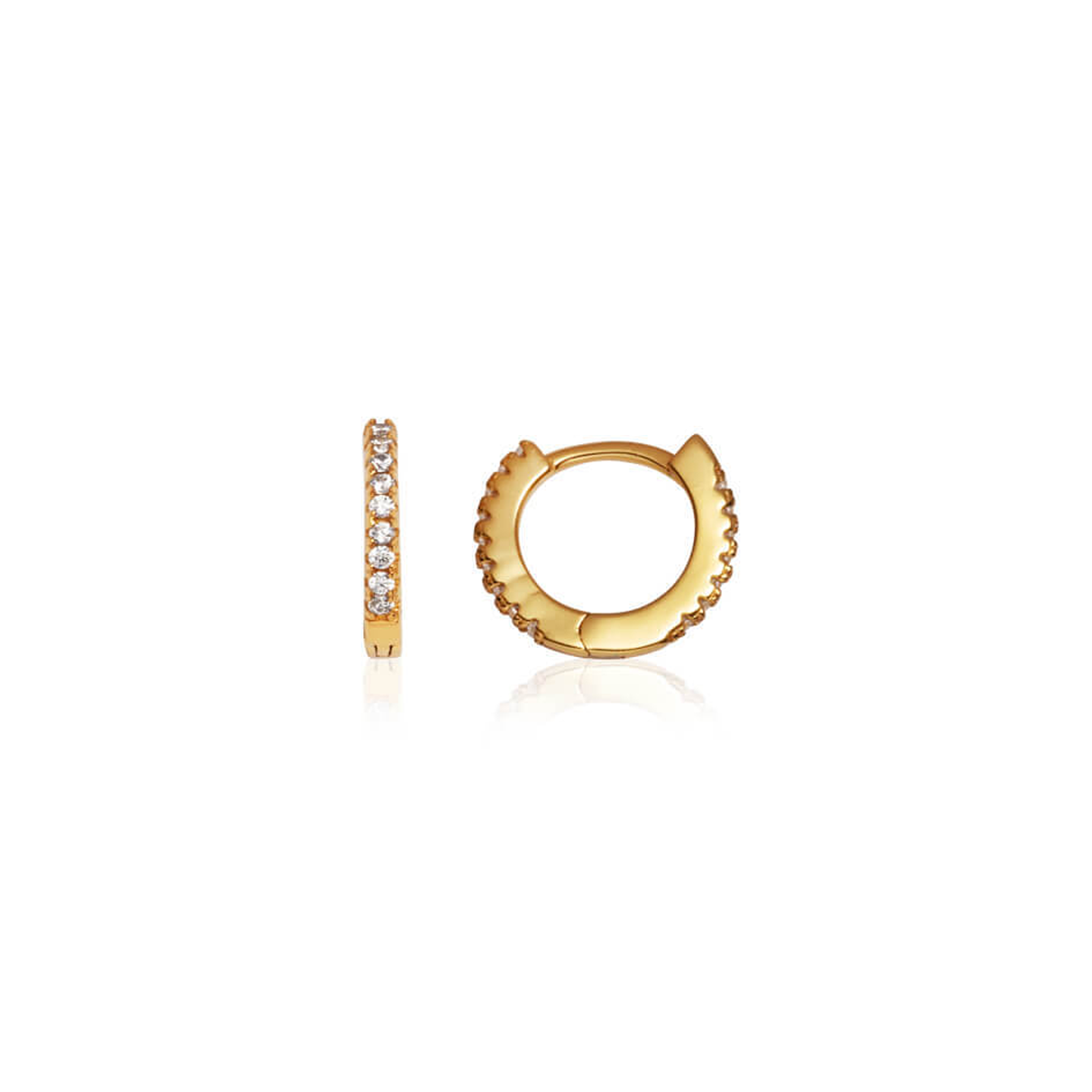 Moon and Back Star Huggie Earring Set (Gold)
