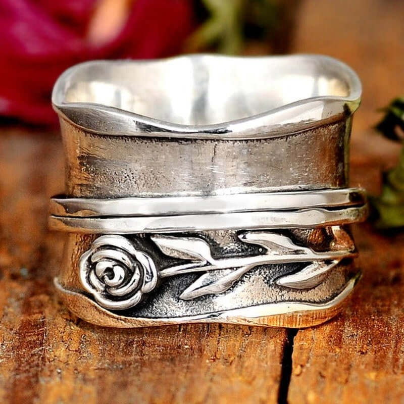 Vintage Silberring mit Rose