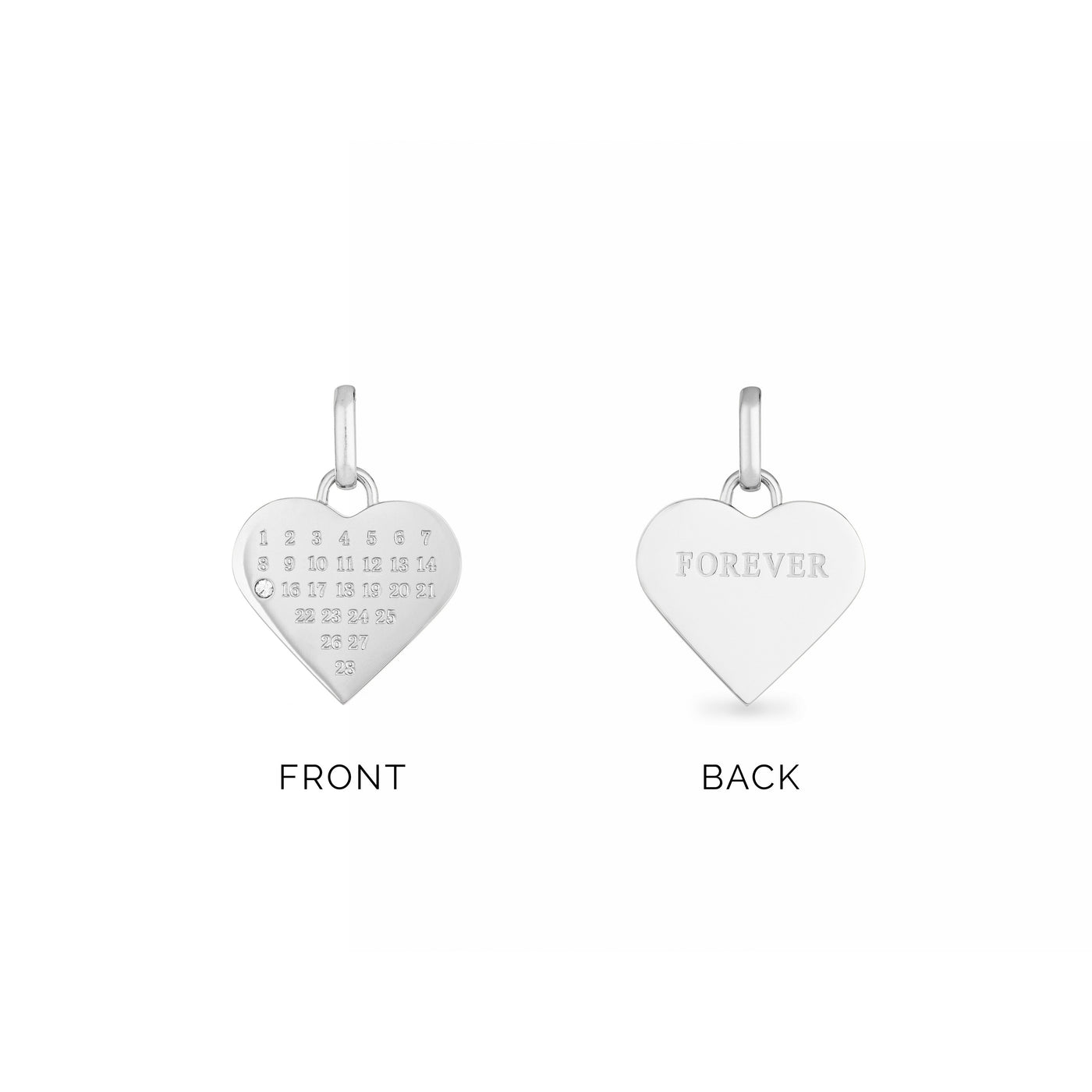 Custom Heart Calendar Necklace (Silver)