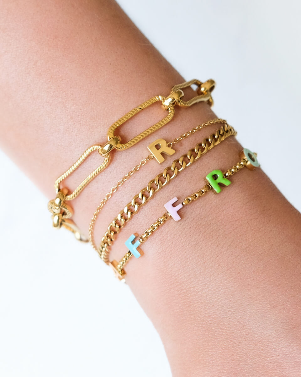 Custom Enamel Name Bracelet (Gold)